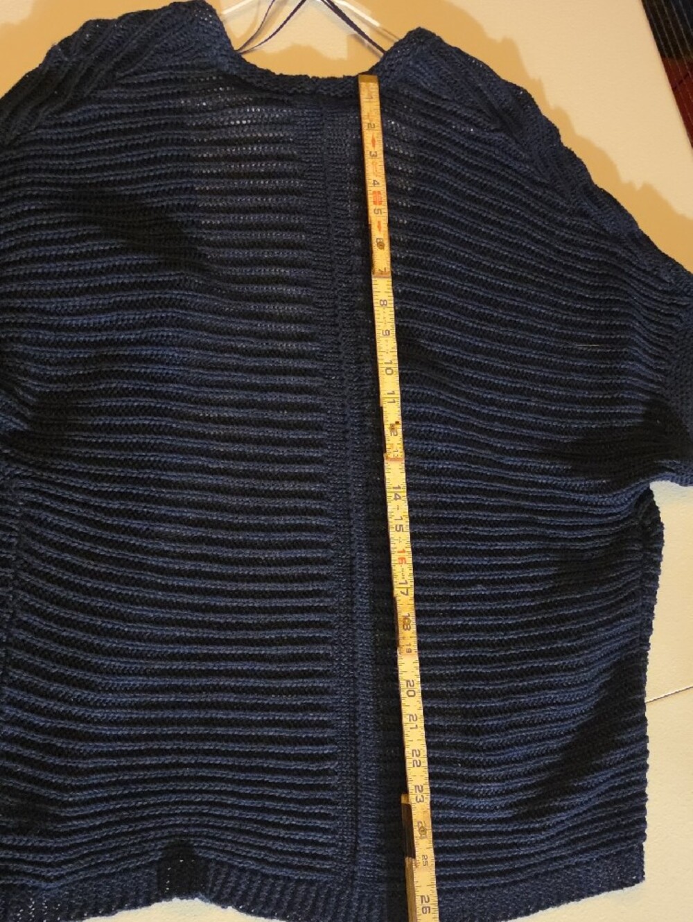 Talbots Navy Ribbed Open-Front Knit Cardigan - Picture 3 of 5